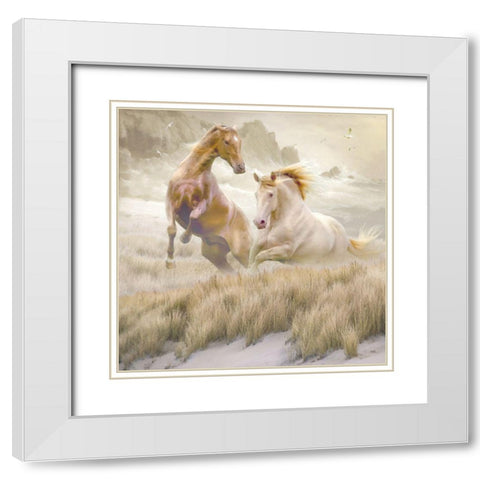 Equine Exuberance White Modern Wood Framed Art Print with Double Matting by Hunziker, Steve