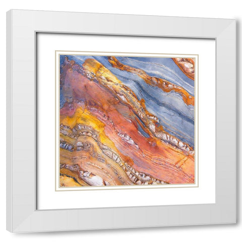 Craquelure III White Modern Wood Framed Art Print with Double Matting by Hunziker, Steve