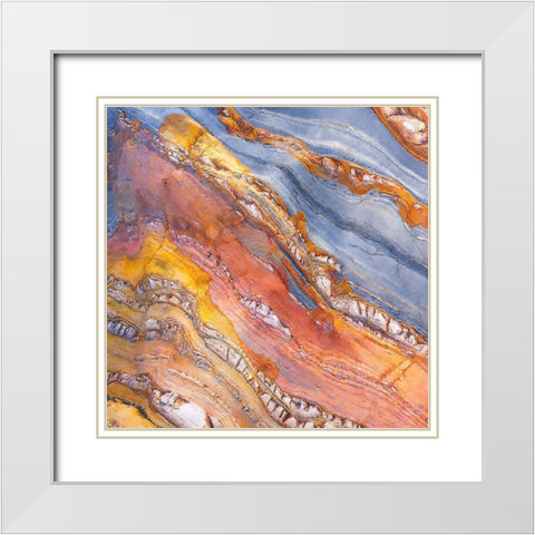 Craquelure III White Modern Wood Framed Art Print with Double Matting by Hunziker, Steve