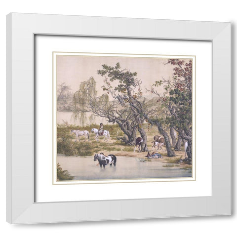 Celestial Equine-Triptych White Modern Wood Framed Art Print with Double Matting by Hunziker, Steve