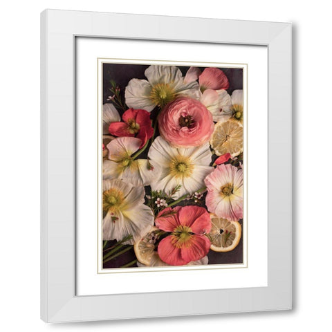 Petals and Zest White Modern Wood Framed Art Print with Double Matting by Maclean, Leah