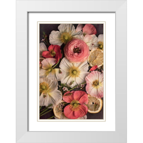 Petals and Zest White Modern Wood Framed Art Print with Double Matting by Maclean, Leah