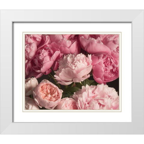Pink Petals White Modern Wood Framed Art Print with Double Matting by Maclean, Leah