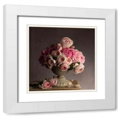 Vintage Pink Petals White Modern Wood Framed Art Print with Double Matting by Maclean, Leah