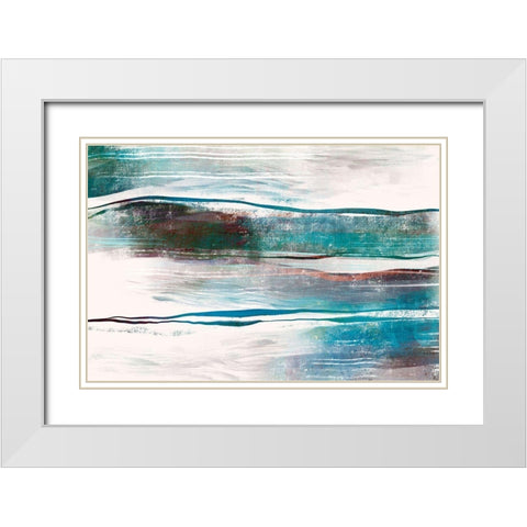Lapping Waves White Modern Wood Framed Art Print with Double Matting by Naskrent, Delores