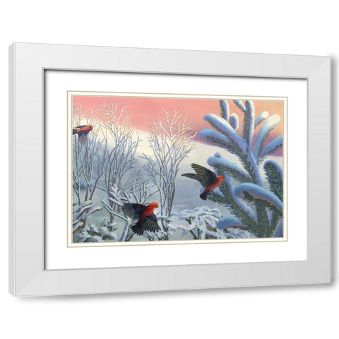 Winter Melody White Modern Wood Framed Art Print with Double Matting by Wang, John