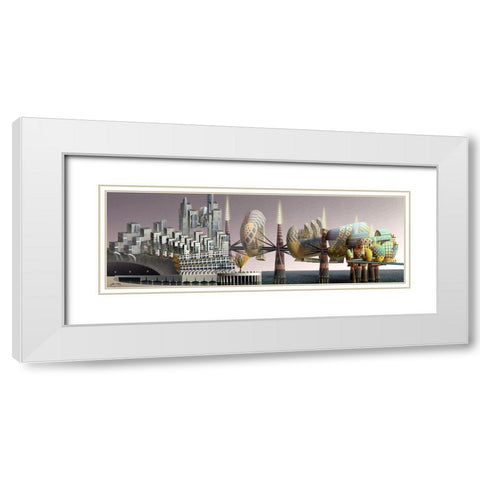 Fantatown White Modern Wood Framed Art Print with Double Matting by Wang, John