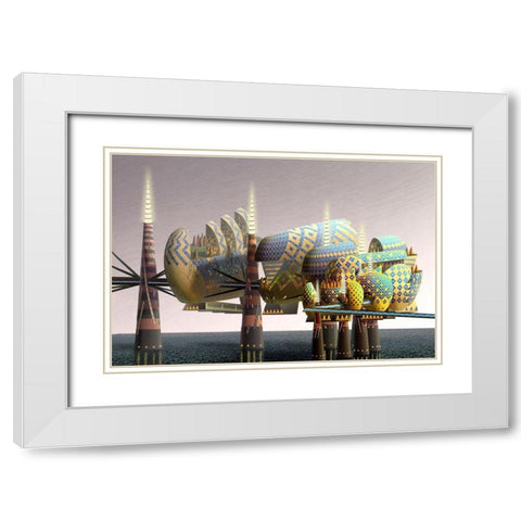 Fantatown III White Modern Wood Framed Art Print with Double Matting by Wang, John