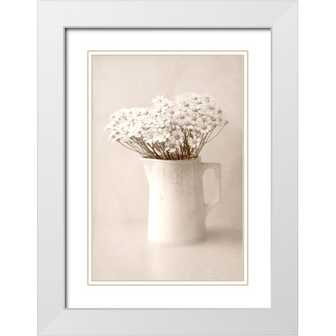 Jug of Daisies White Modern Wood Framed Art Print with Double Matting by Stalus, Judy