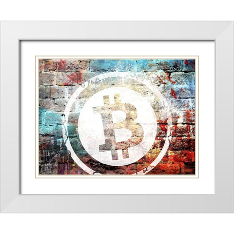 Bitcoin Off the Wall White Modern Wood Framed Art Print with Double Matting by Smith, Karen