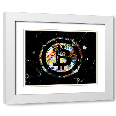 Bitcoin Paint White Modern Wood Framed Art Print with Double Matting by Smith, Karen