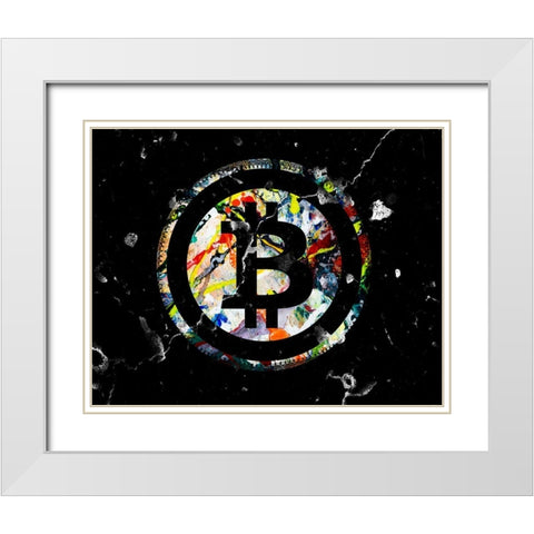 Bitcoin Paint White Modern Wood Framed Art Print with Double Matting by Smith, Karen