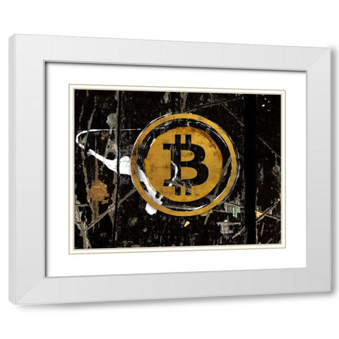 Bitcoin Splash White Modern Wood Framed Art Print with Double Matting by Smith, Karen