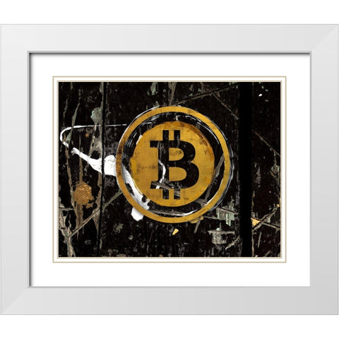 Bitcoin Splash White Modern Wood Framed Art Print with Double Matting by Smith, Karen