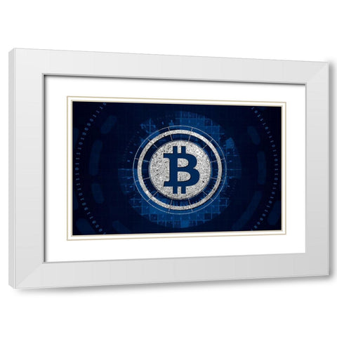 Bitcoin Cyber White Modern Wood Framed Art Print with Double Matting by Smith, Karen
