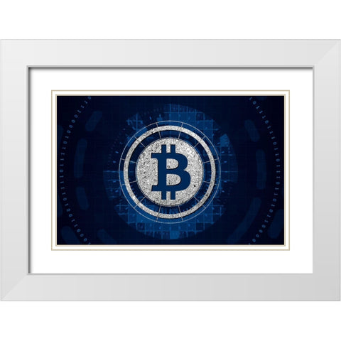 Bitcoin Cyber White Modern Wood Framed Art Print with Double Matting by Smith, Karen