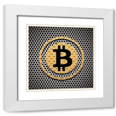 Bitcoin Dots White Modern Wood Framed Art Print with Double Matting by Smith, Karen