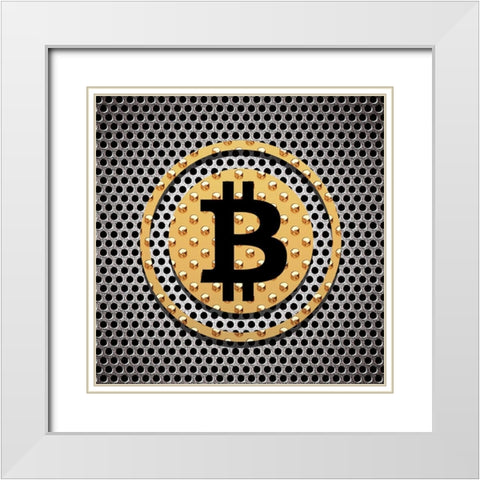 Bitcoin Dots White Modern Wood Framed Art Print with Double Matting by Smith, Karen