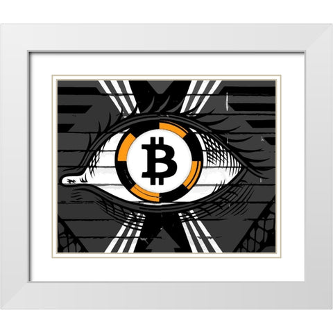 Bitcoin in the Eye White Modern Wood Framed Art Print with Double Matting by Smith, Karen
