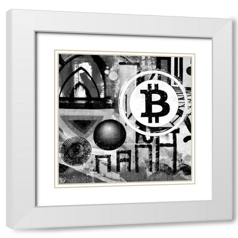 Bitcoin Trio White Modern Wood Framed Art Print with Double Matting by Smith, Karen