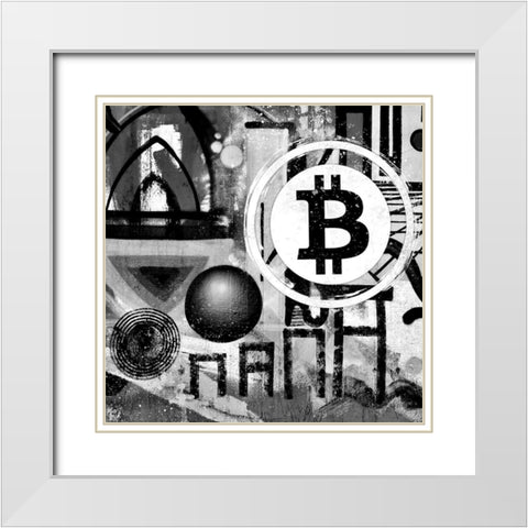 Bitcoin Trio White Modern Wood Framed Art Print with Double Matting by Smith, Karen