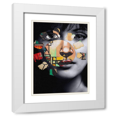 Graffiti Face White Modern Wood Framed Art Print with Double Matting by Smith, Karen