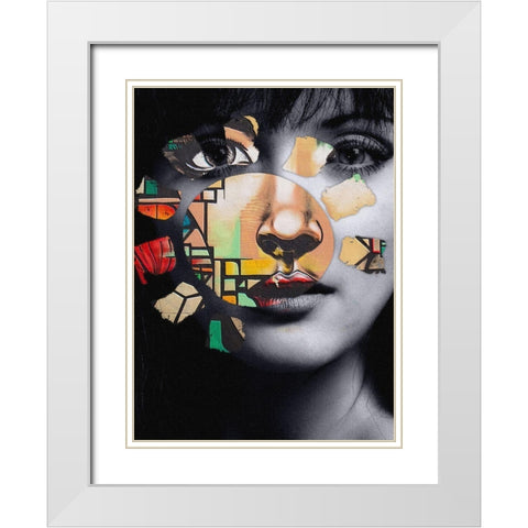 Graffiti Face White Modern Wood Framed Art Print with Double Matting by Smith, Karen