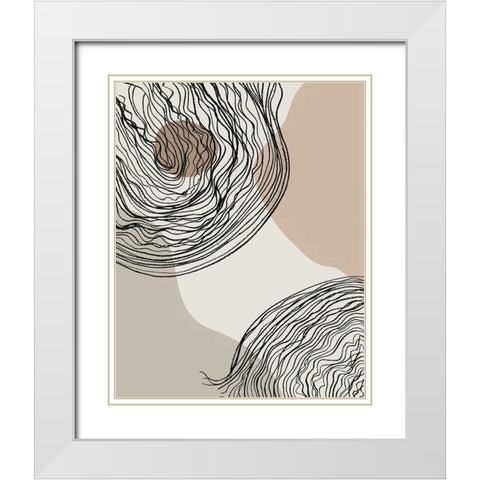 Swirlage II White Modern Wood Framed Art Print with Double Matting by Smith, Karen