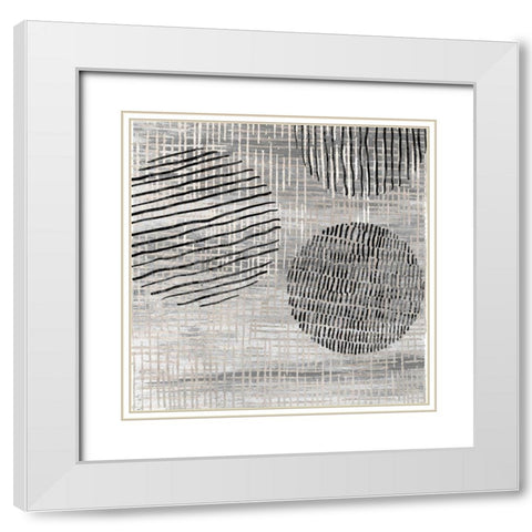 Line and Circle I White Modern Wood Framed Art Print with Double Matting by Smith, Karen