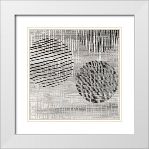 Line and Circle I White Modern Wood Framed Art Print with Double Matting by Smith, Karen
