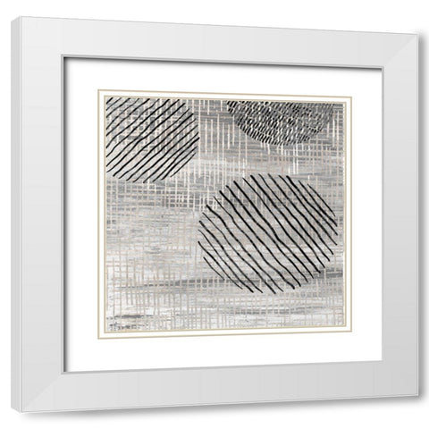 Line and Circle II White Modern Wood Framed Art Print with Double Matting by Smith, Karen