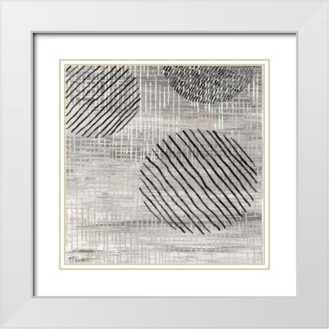 Line and Circle II White Modern Wood Framed Art Print with Double Matting by Smith, Karen