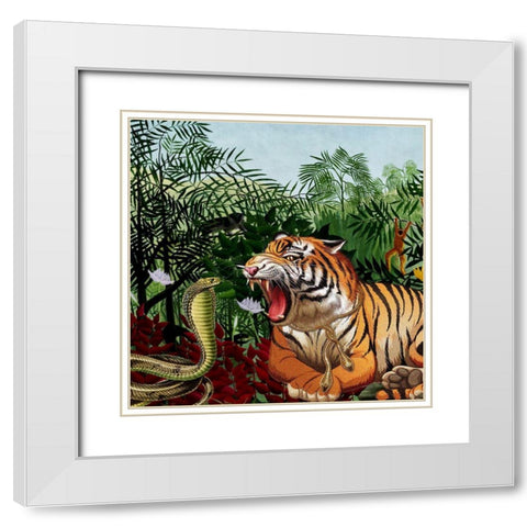 Jungler II White Modern Wood Framed Art Print with Double Matting by Smith, Karen