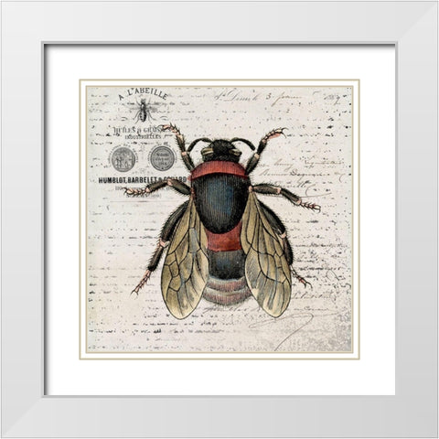 History Bee I White Modern Wood Framed Art Print with Double Matting by Smith, Karen