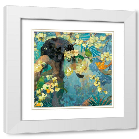 Black Jaguar White Modern Wood Framed Art Print with Double Matting by Evalia Designs