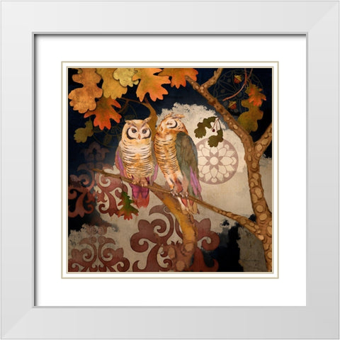 Singing Owl White Modern Wood Framed Art Print with Double Matting by Evalia Designs