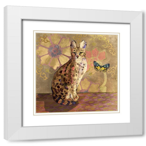 Duchess Bellflower the Cat White Modern Wood Framed Art Print with Double Matting by Evalia Designs
