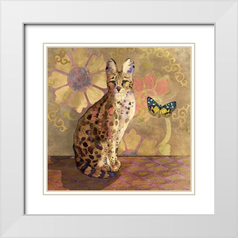 Duchess Bellflower the Cat White Modern Wood Framed Art Print with Double Matting by Evalia Designs