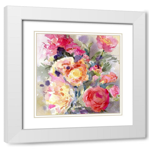 Afternoon Blooms White Modern Wood Framed Art Print with Double Matting by Evalia Designs