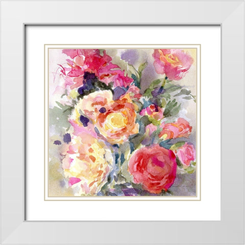 Afternoon Blooms White Modern Wood Framed Art Print with Double Matting by Evalia Designs