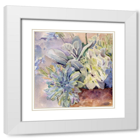 Periwinkle Bluish Hydrangeas II White Modern Wood Framed Art Print with Double Matting by Evalia Designs