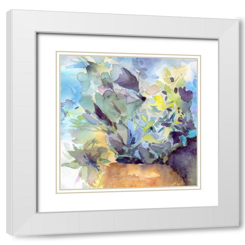 Bluish Hydrangea Loose White Modern Wood Framed Art Print with Double Matting by Evalia Designs