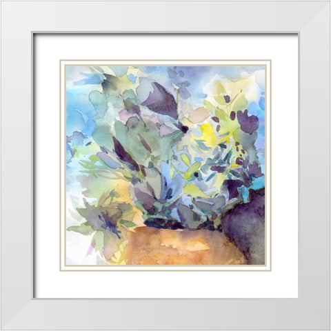 Bluish Hydrangea Loose White Modern Wood Framed Art Print with Double Matting by Evalia Designs