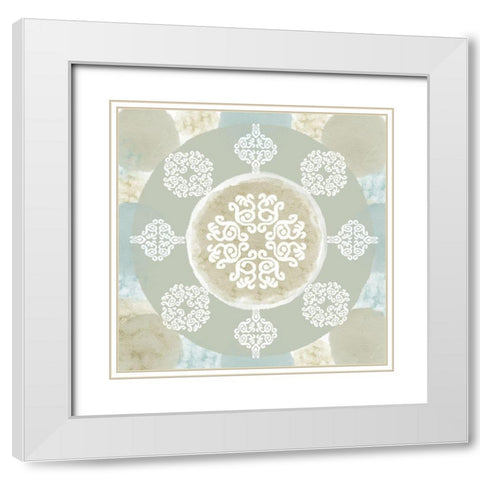 Mint Mandala I White Modern Wood Framed Art Print with Double Matting by Kouta, Flora