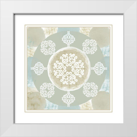 Mint Mandala I White Modern Wood Framed Art Print with Double Matting by Kouta, Flora