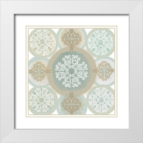 Mint Mandala II White Modern Wood Framed Art Print with Double Matting by Kouta, Flora