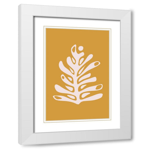 Seventies Leaf I White Modern Wood Framed Art Print with Double Matting by Haase, Andrea