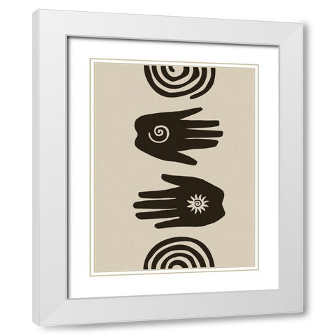 Hands Spiral Block Print White Modern Wood Framed Art Print with Double Matting by Haase, Andrea