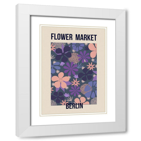 Flower Market Berlin White Modern Wood Framed Art Print with Double Matting by Haase, Andrea
