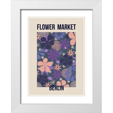 Flower Market Berlin White Modern Wood Framed Art Print with Double Matting by Haase, Andrea